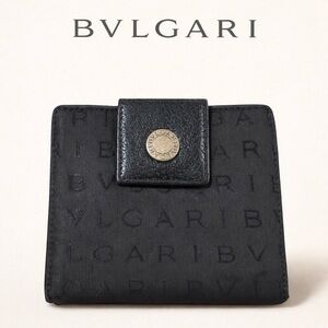 Authentic Bvlgari Logo Mania canvas bi-fold wallet in black